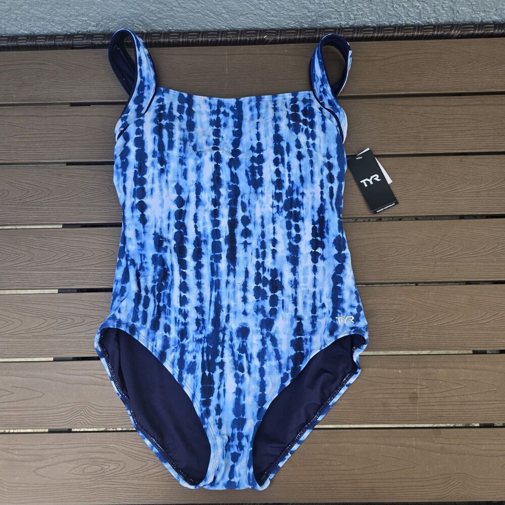 TYR Women's Durafast Ophidian Square Neck Controlfit One Piece Swim Sz 12 New